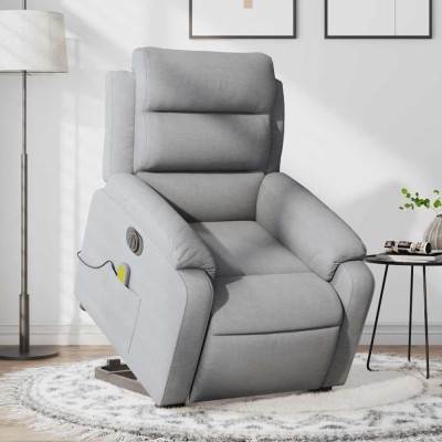 vidaXL Fotoliu electric masaj rabatabil cu ridicare, gri &amp;icirc;nchis textil foto
