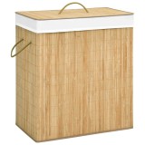 Cumpara ieftin Cos de rufe din bambus cu 2 sectiuni, 100 L