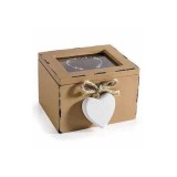 Cumpara ieftin Cutie pliculete ceai sticla lemn maro vintage 10 x 9,5 x 7 H