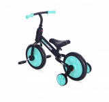 Bicicleta de echilibru 2 in 1 cu pedale si roti auxiliare black turquise, Lorelli