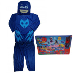 Costum pentru copii IdeallStore®, Blue Cat, marime 7-9 ani, 120-130, albastru, cu garaj inclus