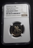 ROMANIA moneda 50 BANI 2018 unirea dobrogei necirculata UNC gradata NGC PF69