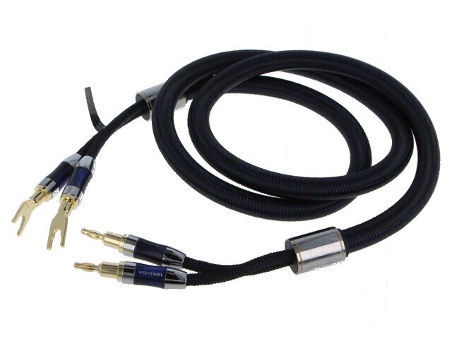 Set de cabluri banana mufă x2 tip furcă 1,5m - Aurit