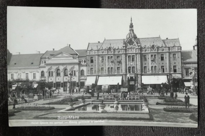 Carte postala, Satu Mare, hotel Dacia si parcul, 1911