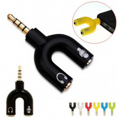 Adaptor splitter jack audio de 3,5 mm Microfon si casti Culoare Negru foto