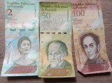 Venezuela: Lot 3 Bancnote - 2, 50, 100 Bolivares - Bancnote Straine America - Circulate