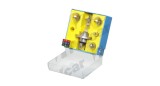 Set becuri auto Hella 12V; kit: H4, P21W, P21/5W, R5W, T4W, 3 sigurante; 8GJ002525913