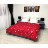 Pilota matlasata &quot;Luna si Stele&quot; Coneltex, dimensiuni 140x210 cm, culoare rosie, umplutura fibra siliconizata antialergica, densitate 350 g/mp
