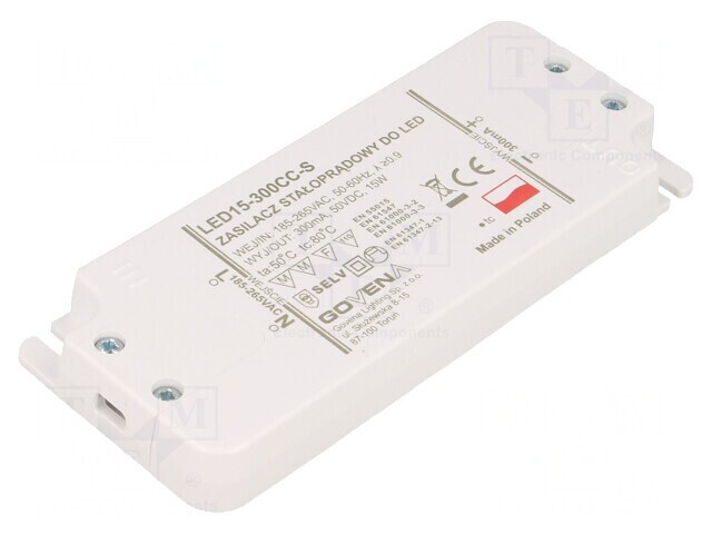 Alimentator LED 15W Slim 300mA 10-50VDC 185-265VAC