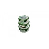 Set 3 casoleta rotunda pentru pranz cu tacamuri