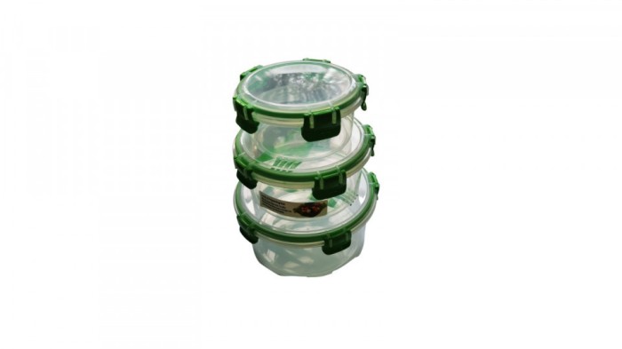 Set 3 casoleta rotunda pentru pranz cu tacamuri