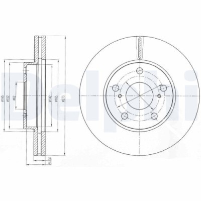 Set discuri frana fata DELPHI, Toyota Auris (E15), 10.2006-09.2012, Corolla Sedan (E15), 10.2006-, Fata; Tara productie vehicul : Turcia; Marea Brita foto