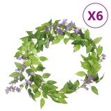 VidaXL Ghirlande de flori de Crăciun, 6 buc., violet, 200 cm