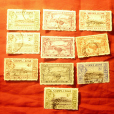Serie mica Sierra Leone1938 colonie britanica George VI . 10 val stampilate