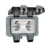 Priza impermeabila exterior, Rqiurpn, rezistenta la temperaturi, etansa, montare aparenta, IP66, Gri