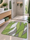 Cumpara ieftin Covoras Antiderapant pentru Baie si Piscina Green Waves V24041B, 65 80 cm, Absorbant, tip Burete, PVC, Verde Alb