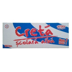 Creta Patrata CRETAROM, 100 Buc/Set, Culoare Alba, Creta Scolara, Creta pentru Tabla, Creta pentru Scoala, Set Crete, Crete Albe, Creta Alba Patrata, foto