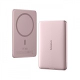 Baterie Externa Wireless Baseus PicoGo AM41, 5000mAh, 20W, PD + FQI, 1 x QI - 1 x USB-C, Roz P1007680C453-00