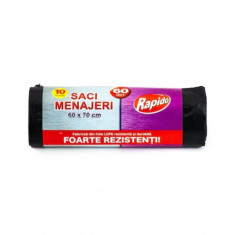 Saci Menajeri RAPIDO, 60L, 60x70 cm, 10 Buc/Rola, Negri, Rola Saci Menajeri, Role Saci Menaj, Saci Menajeri in Rola, Rola Saci de Gunoi, Saci Menaj, S