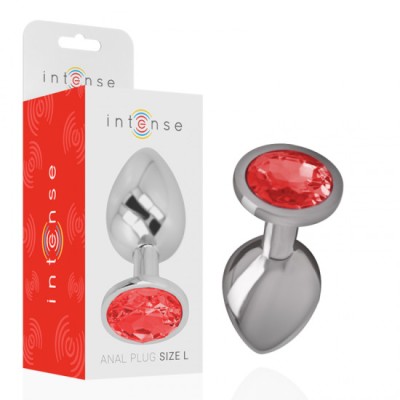 INTENSE - ALUMINUM METAL ANAL PLUG WITH RED CRYSTAL SIZE L foto