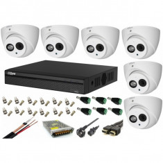 Kit supraveghere video 6 camere Dahua Dome HDCVI 2MP cu IR 50 cu toate accesoriile, soft internet, microfon, difuzor foto