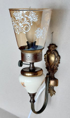 Lampa de perete stil Art Nouveau, vintage din alama cu bulb ceramic, functionala foto