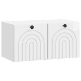 vidaXL Oglindă TV montată pe perete Alb foarte lucios Lemn prelucrat 898199