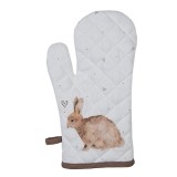 Set 2 manusi termice bumbac alb maro Iepuras 18x30 cm