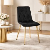 Cumpara ieftin Scaun bucatarie/living, Artool, Libra, catifea neagra, picioare metal auriu, 45x54x86.5 cm