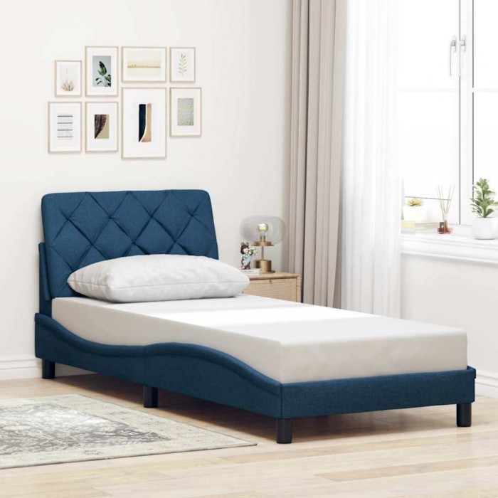 vidaXL Cadru pat fără saltea țesătură albastră 90x200 cm 3310579