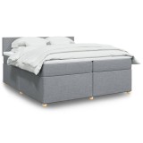 Cumpara ieftin Pat box spring cu saltea, gri deschis, 200x200 cm, textil