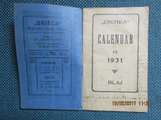 CALENDARUL DE LA BLAJ PE ANUL1931/Dr.Augustin Popa si Dumitru Nedea.Raritate. foto