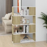 Cumpara ieftin Bibliotecă/Separator cameră alb/stejar sonoma 80x24x124,5 cm