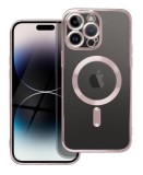 Husa Luxury MagSafe compatibila cu iPhone 15 Pro, Full protection, Margini colorate, Rose Gold, Oem