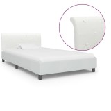 Cumpara ieftin Cadru de pat, alb, 90 x 200 cm, piele ecologica
