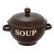 Bol Ceramic SOUP, Capacitate 0,65L, Maro, Interior Ecru, Cu M&acirc;nere și Capac