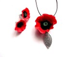Set din fimo cu maci 45440, Set bijuterii handmade