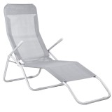Sezlong pliabil Zero Gravity din textilene, reglabil, 120 kg, gri deschis