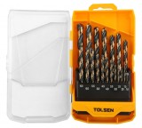 Set 19 Burghie HSS Tolsen Industrial, Negru/Aur, 1-10mm, DIN338, Unghi 130&deg;