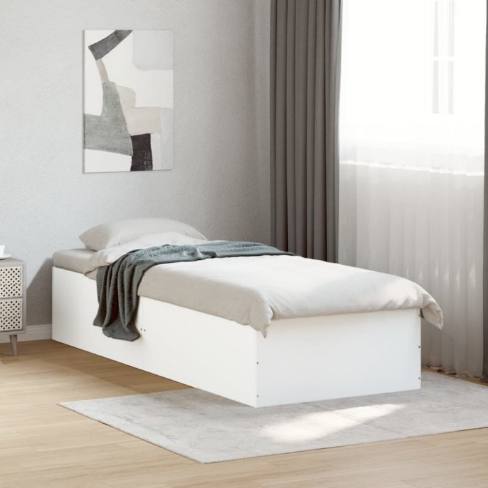 Cadru de pat, alb, 90x200 cm, lemn prelucrat