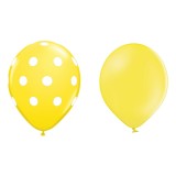 Set 10 baloane din latex, flippy, model party cu buline si simple, 30 cm, galben, 2.8 g