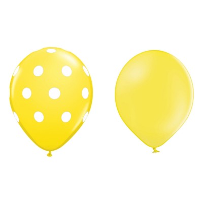 Set 10 baloane din latex, flippy, model party cu buline si simple, 30 cm, galben, 2.8 g foto