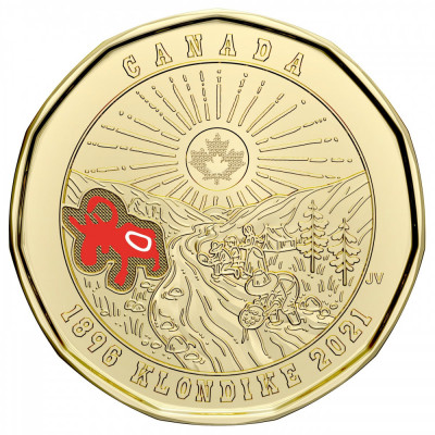 Canada 1 Dolar 2021 - Goana dupa aur Klondike - colorata, KM-3094.1 UNC !!! foto