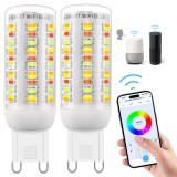 Cumpara ieftin Becuri LED Wi-Fi RGBCW Smart G9, compatibile cu Alexa/Google Home, AC 230V multicolor reglabile, 2700K-6500K, luminozitate reglabila 1%-100%, 4W, 400L