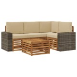 vidaXL Set de canapele de exterior 5 pcs Natural și Bej 3384339