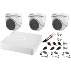 Sistem supraveghere interior audio-video Hikvision 3 camere Turbo HD 2MP DVR 4 canale SafetyGuard Surveillance