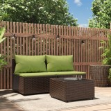 vidaXL Set mobilier de grădină cu perne, 3 piese, maro, poliratan 319835
