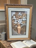 Cumpara ieftin Tablou inramat decorativ in relief efect 3D, Vaza cu flori, 39x54cm