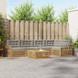 vidaXL Set de canapele de exterior 6 pcs Alb și gri deschis Poliester 3390516