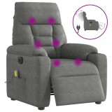 vidaXL Fotoliu de masaj rabatabil electric, gri &icirc;nchis, microfibră